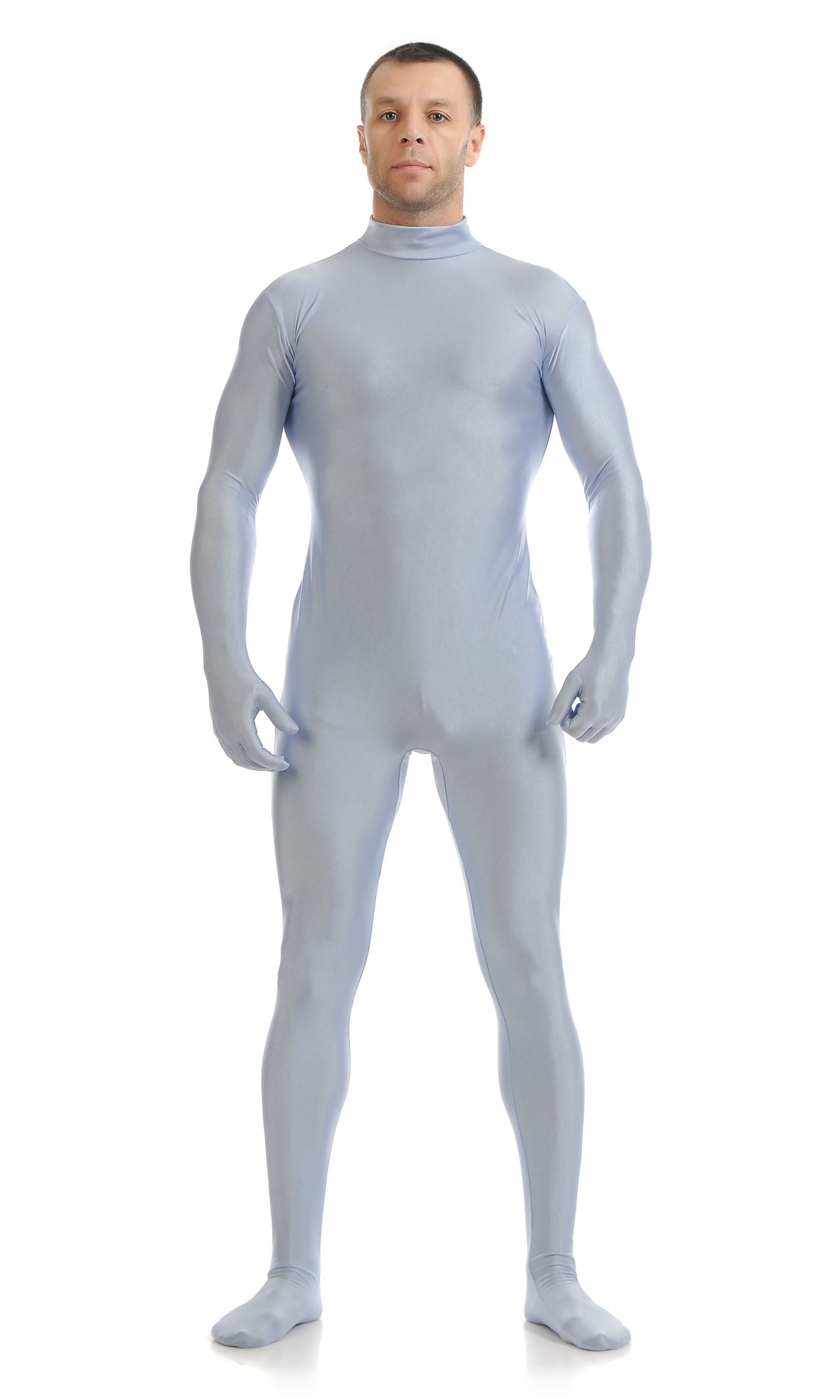 Morphsuit Lycra Spandex Drakt Second Skin Kostyme Mann Sølv