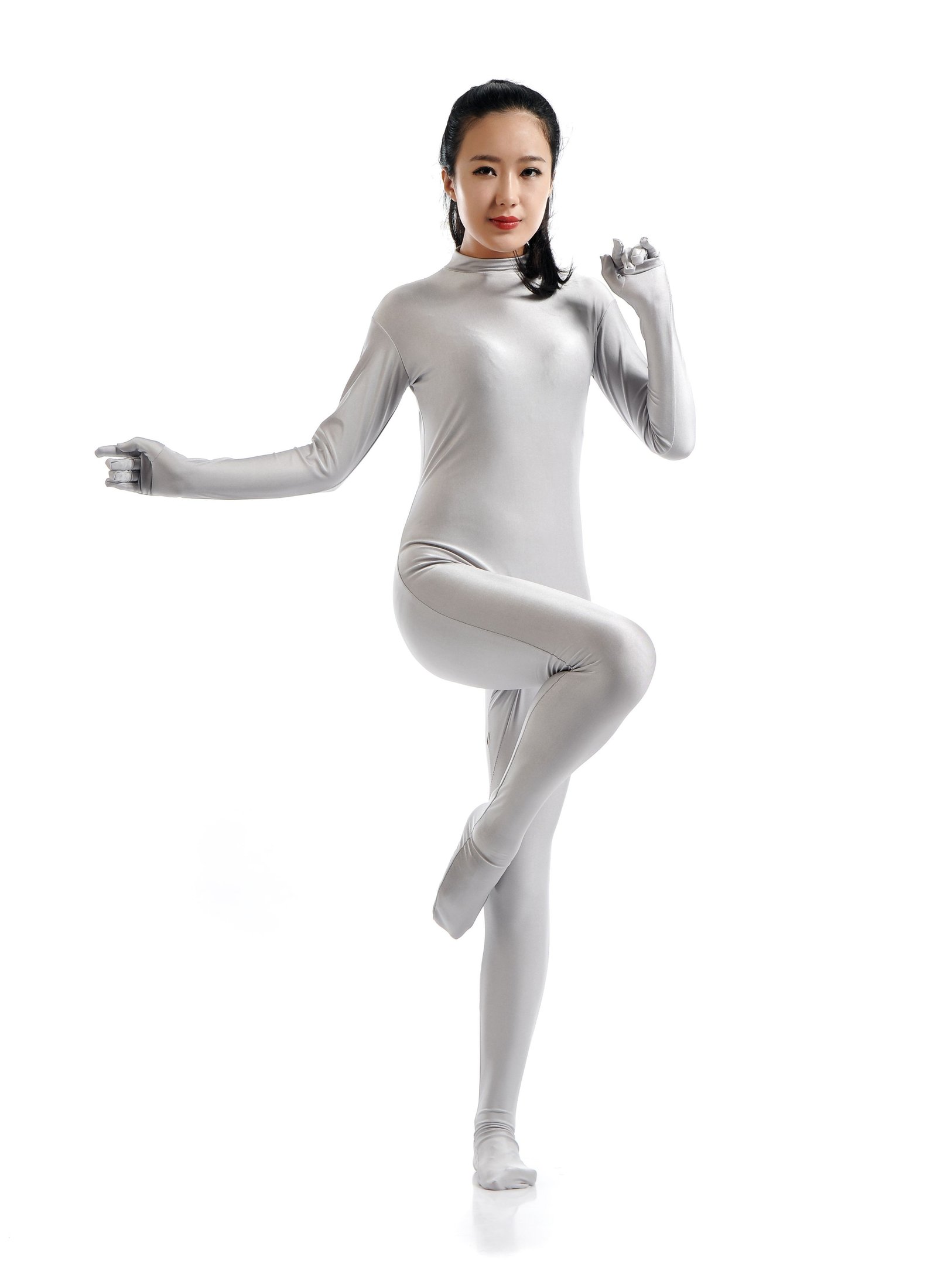 Morphsuit Lycra Spandex Drakt Second Skin Kostyme Dame Grå