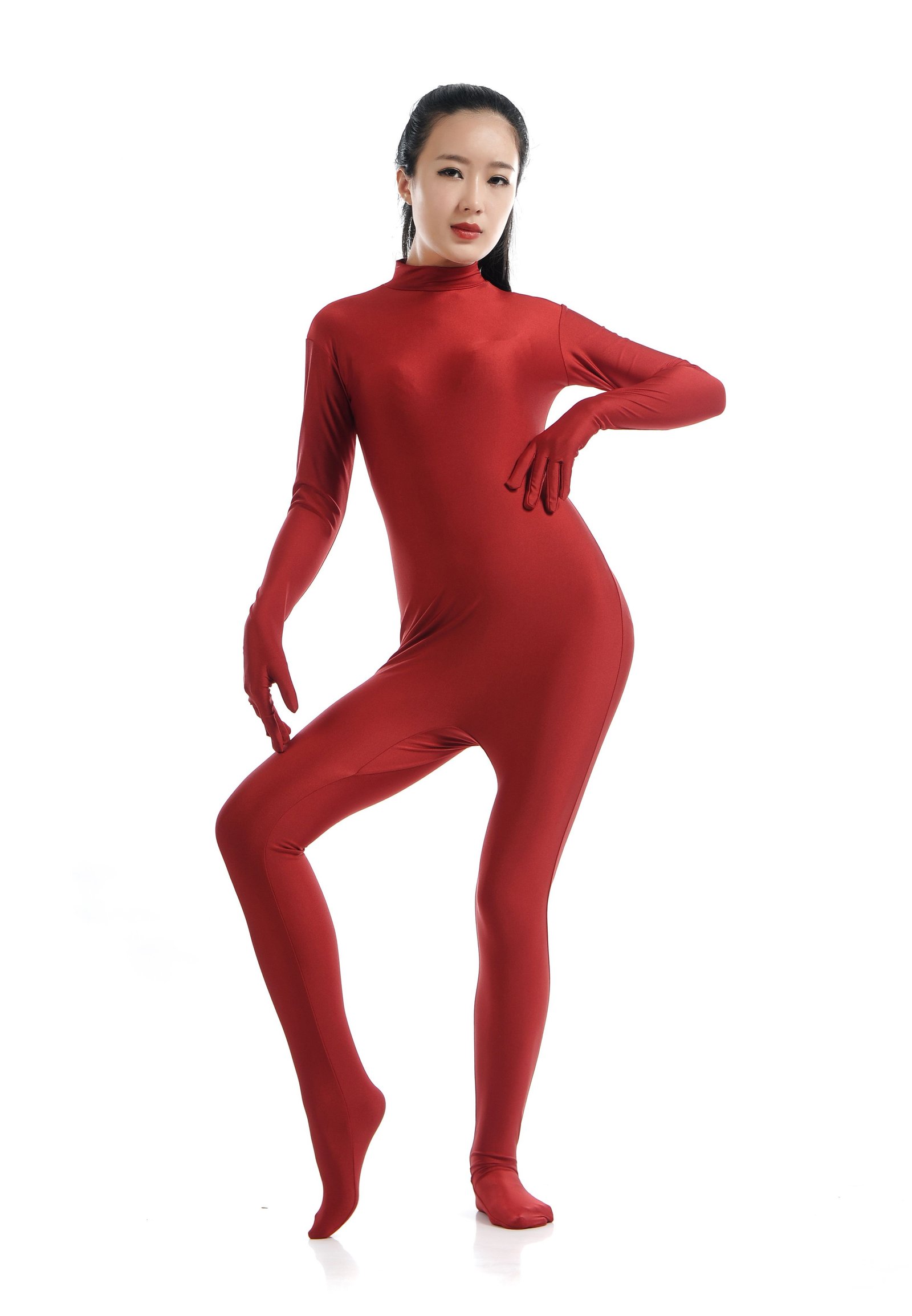 Morphsuit Lycra Spandex Drakt Second Skin Kostyme Dame Mørkrød