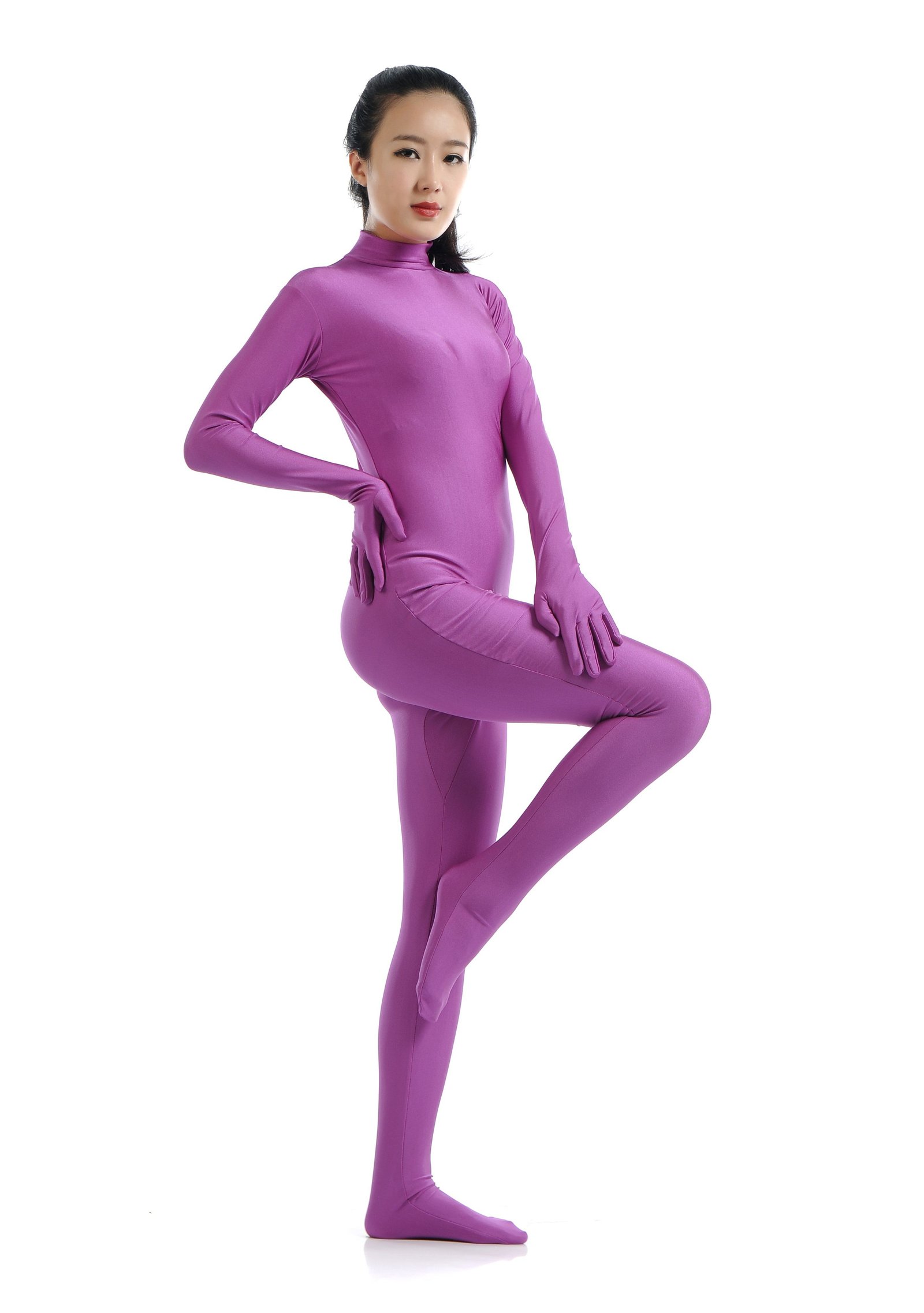 Morphsuit Lycra Spandex Drakt Second Skin Kostyme Dame Lilla