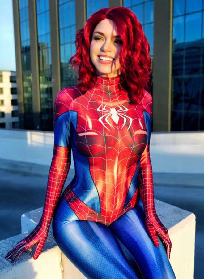 Sexy Spidergirl Kostyme Dame Spiderman Kostyme Bodysuit Rød