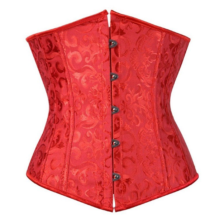 Jacquard Klassisk Underbystekorsett Rød Shapewear Midjekorsett