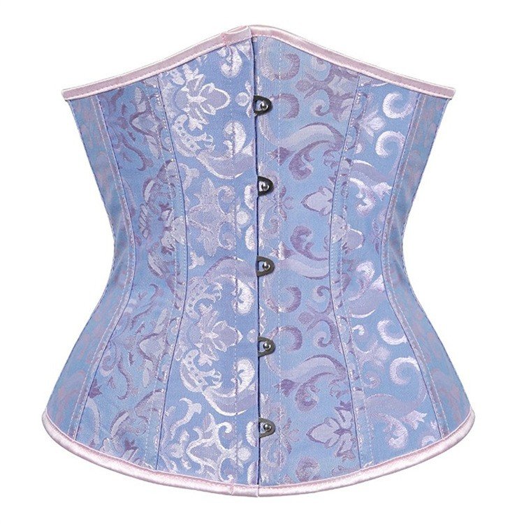 Jacquard Klassisk Underbystekorsett Blå Shapewear Midjekorsett