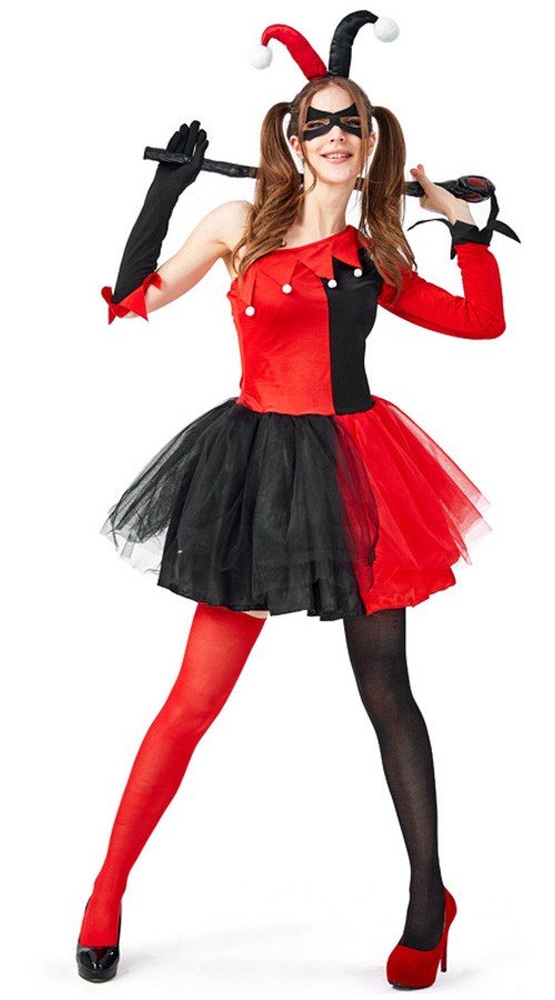 Dame Harley Quinn Kostyme Halloween Klovnekostyme Voksne