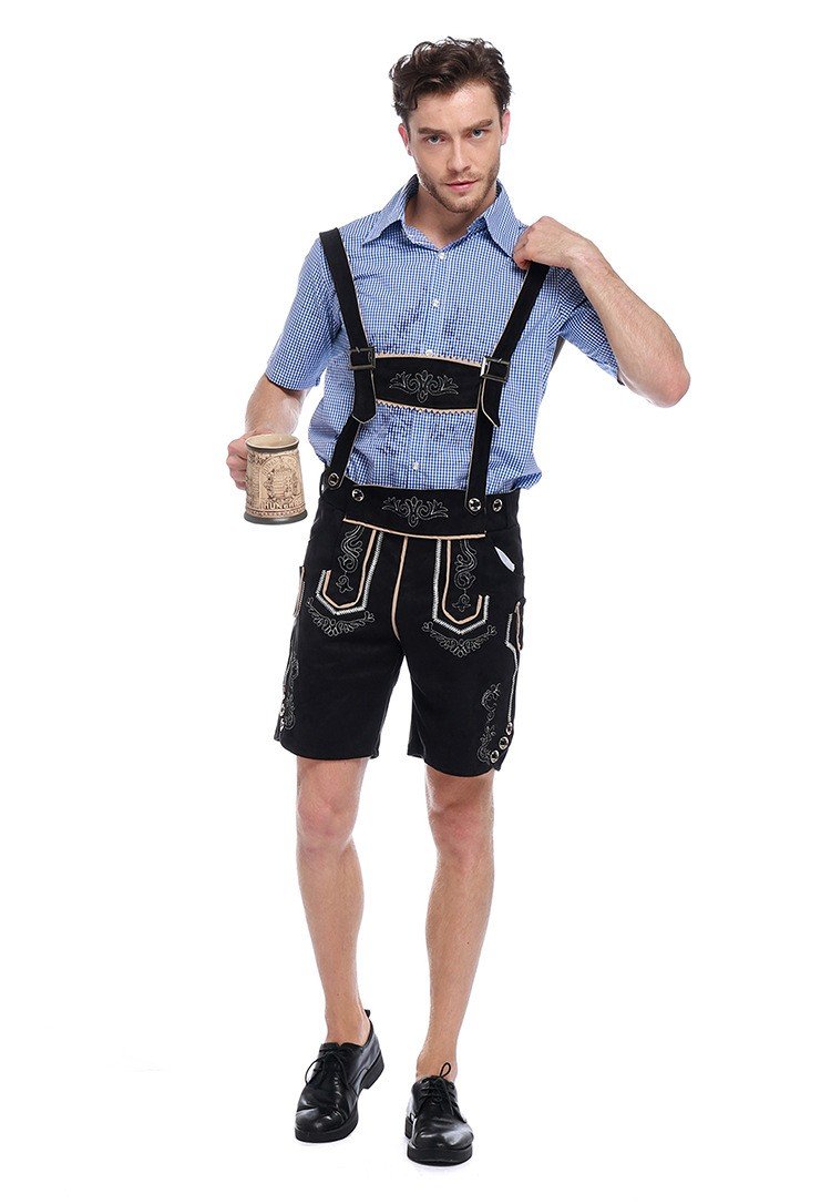 Bavarian Oktoberfest Lederhosen Herre Svart