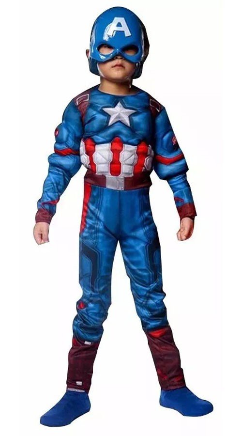 Captain America Muskel Kostyme Barn Superhelt Kostyme