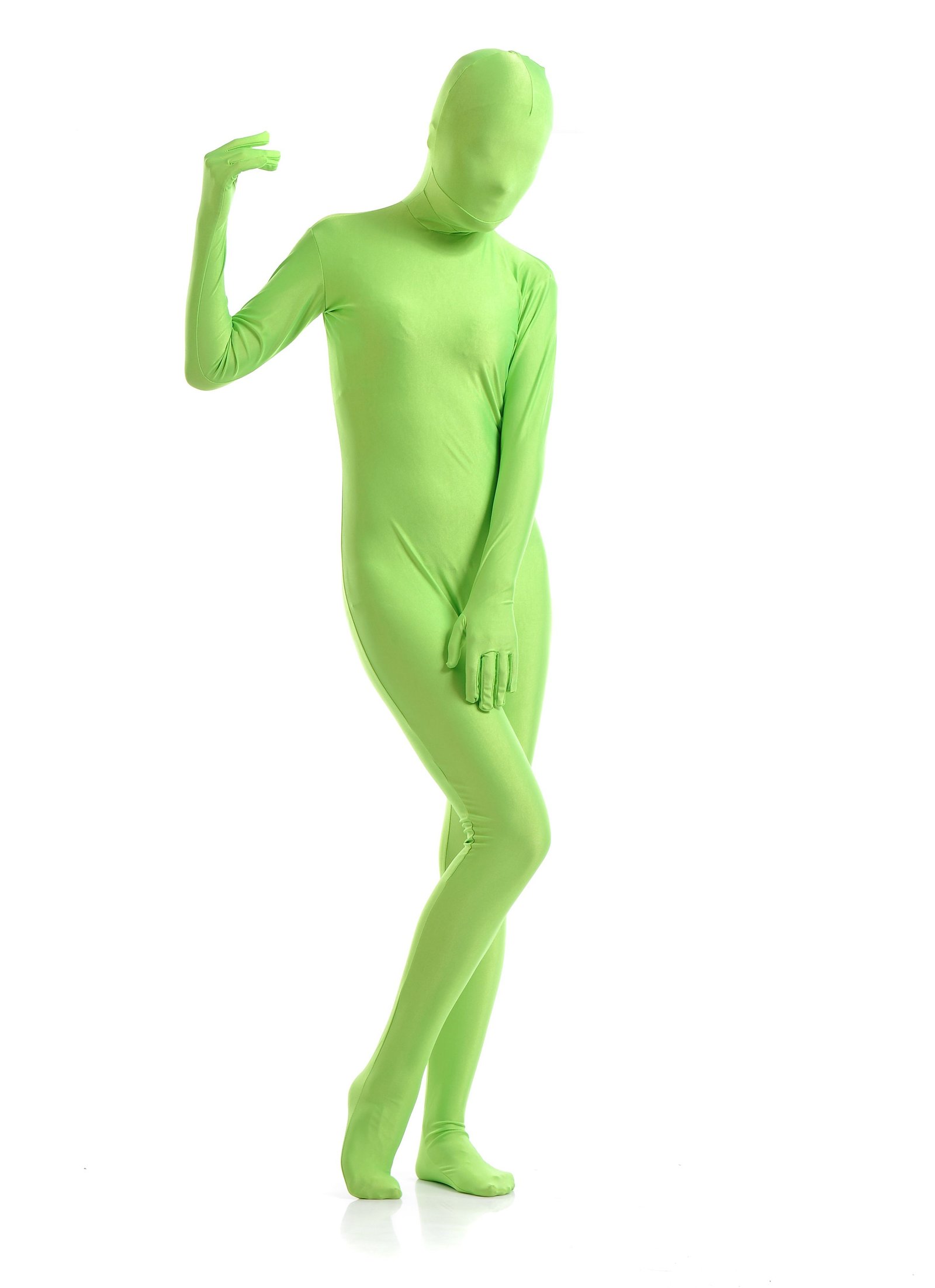 Morphsuit Skinsuit Lycra Spandex Drakt Heldekkende Dame Lysegrønn