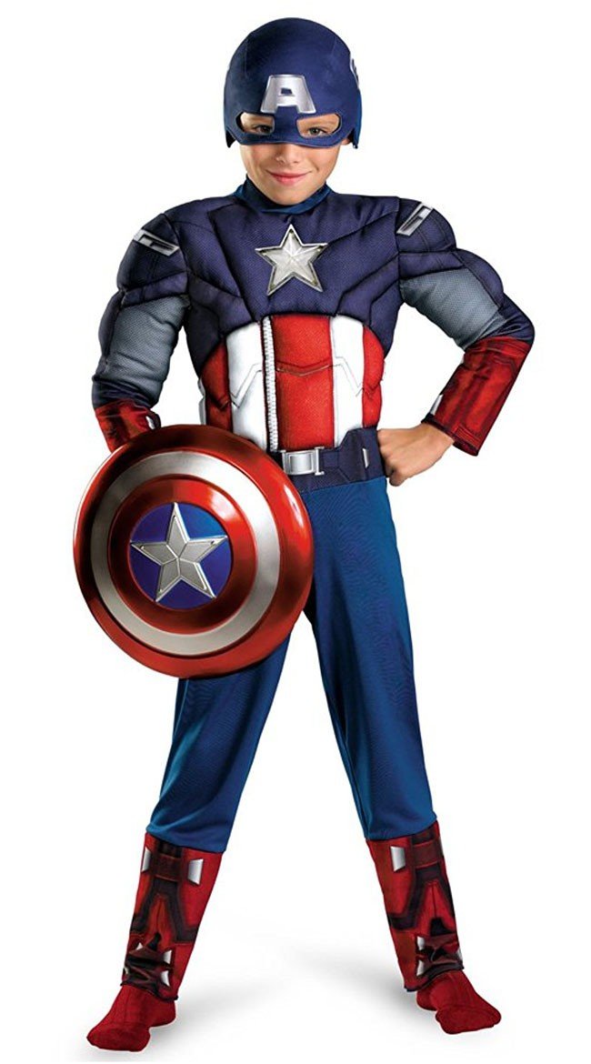 Klassisk Captain America Muskel Kostyme Barn Jumpsuit