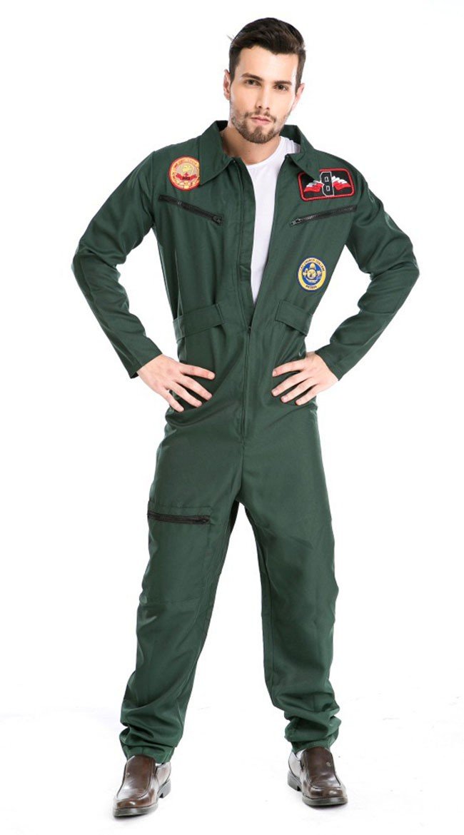 Top Gun Kostyme Mann Pilot Jumpsuit