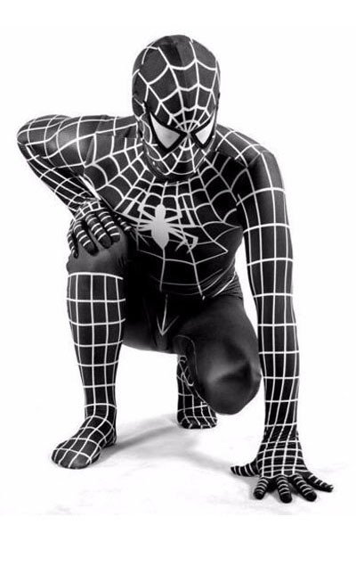 Klassisk Lycra Spiderman Kostyme Voksen Svart