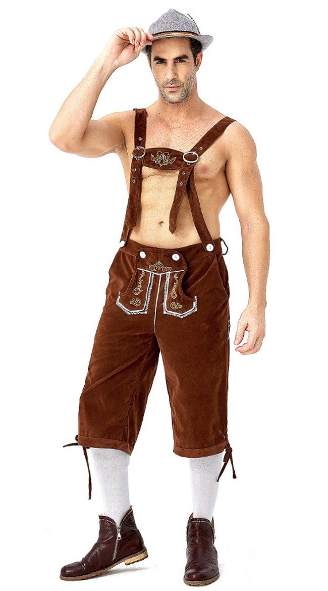 Herre Tradisjonell Bayersk Oktoberfest Lederhosen Brun