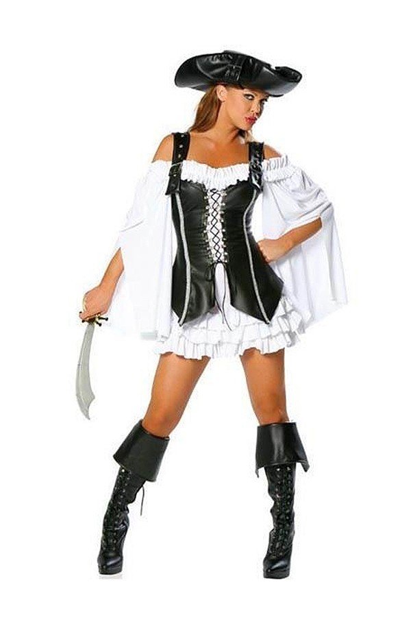 Halloween Kostymer Svart Hvitt Pirat Kostyme