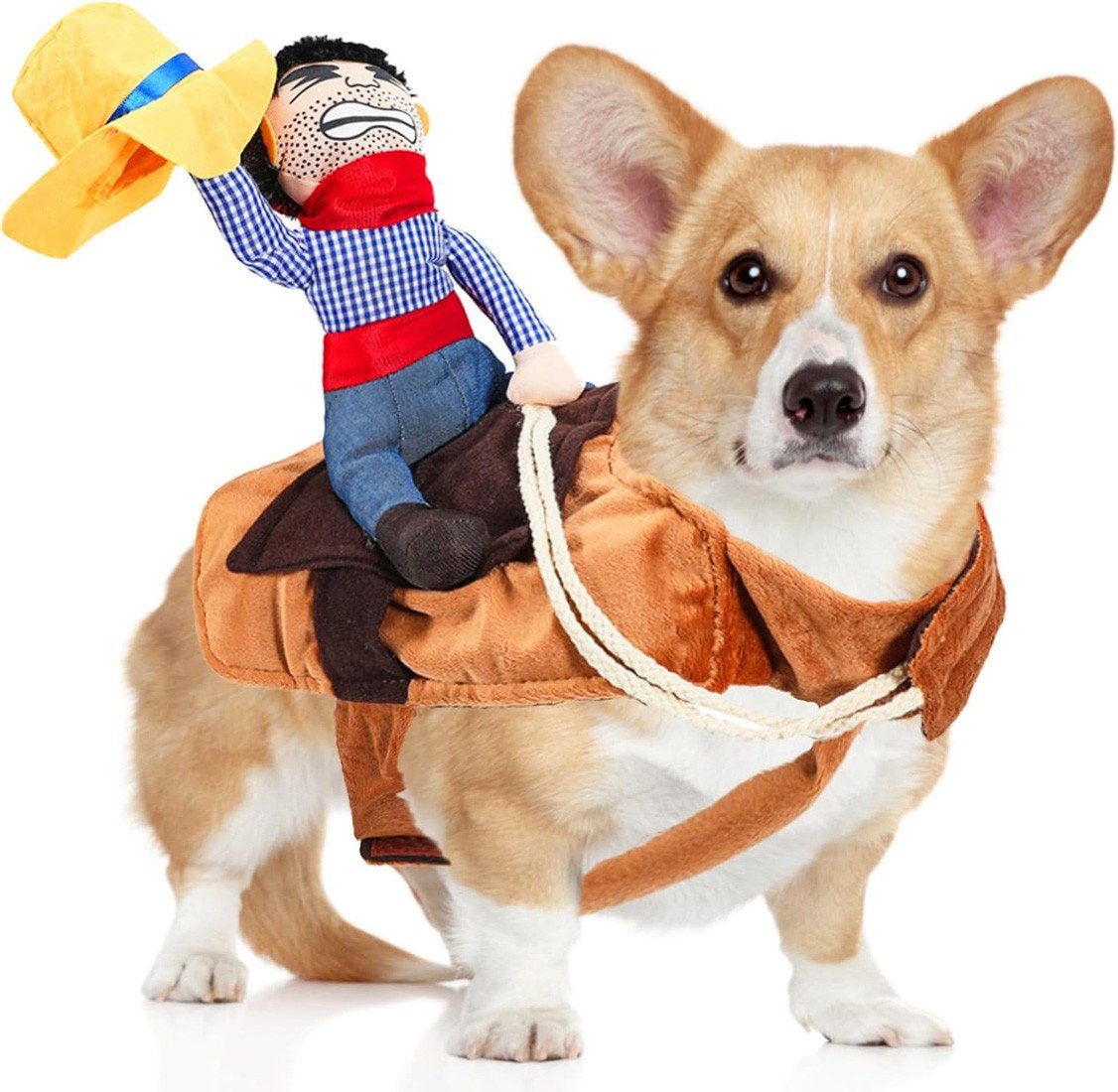 Ridende Cowboy Kostyme til Hund Karnevalskostyme Hundeklær Katteklær