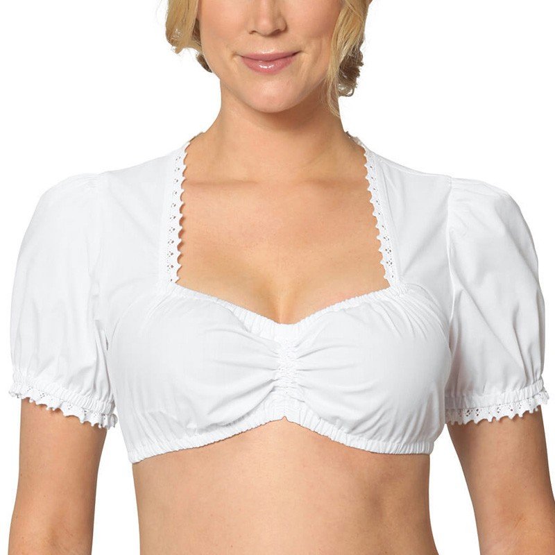 Dirndl Bluse for Kvinner Hvit Bayersk Oktoberfest Tradisjonell Tyroler Topp