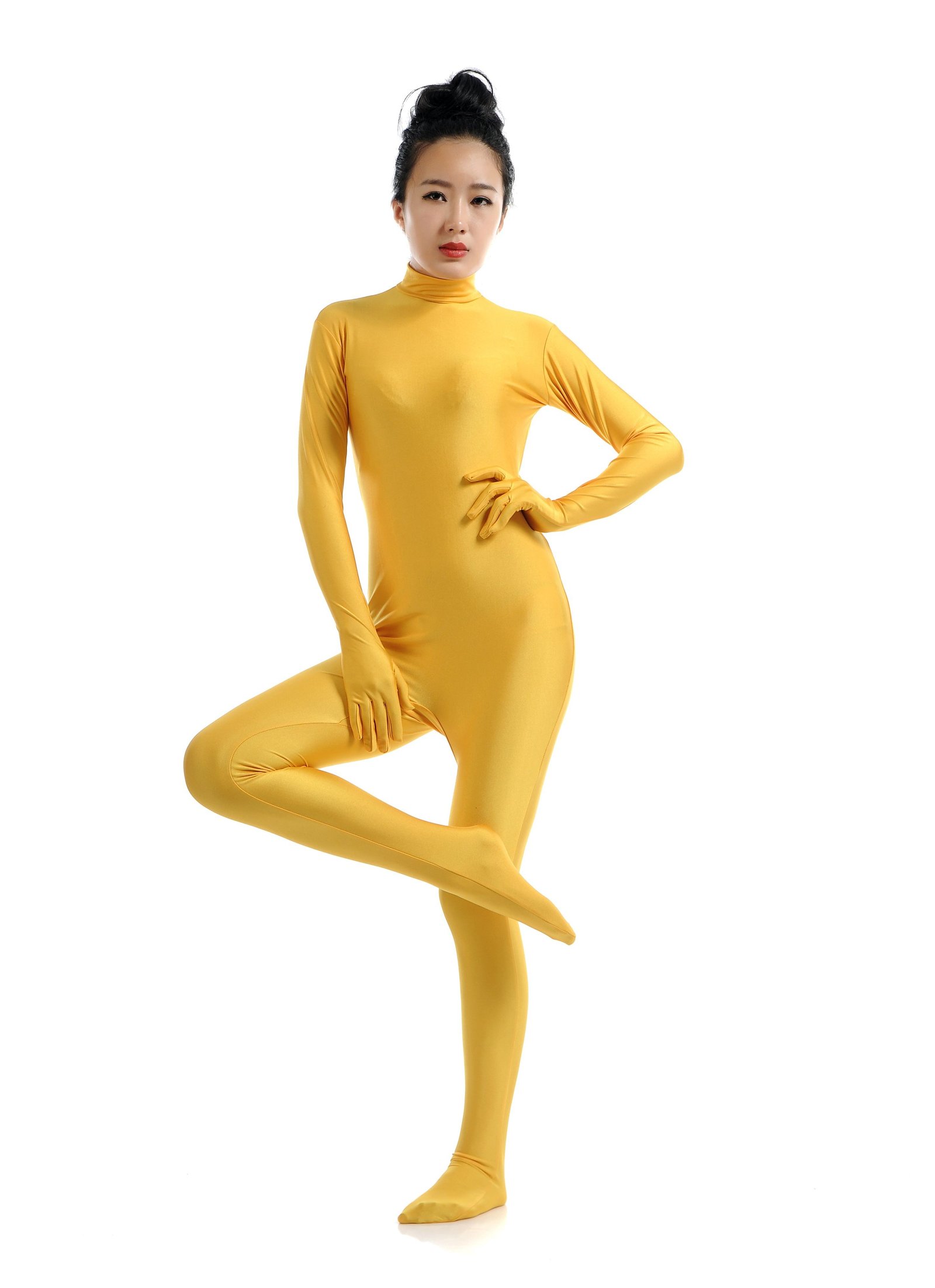 Morphsuit Lycra Spandex Drakt Second Skin Kostyme Dame Gul