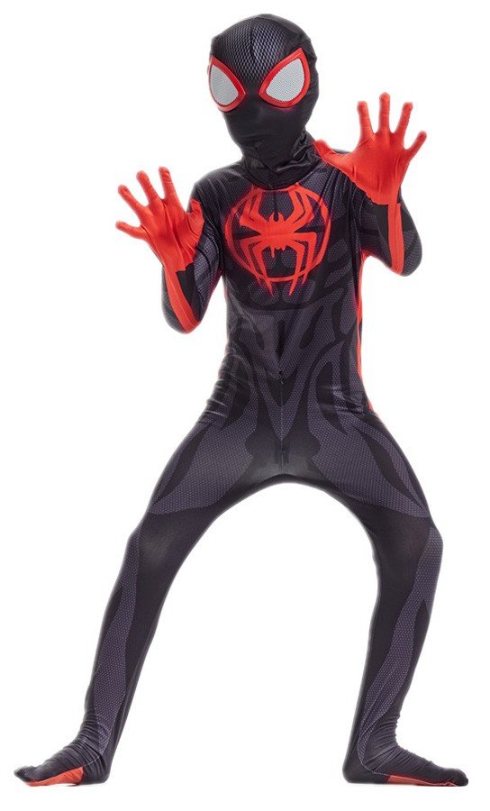 Miles Morales Spiderman Kostyme Spider Man Into the Spider Verse 2 Superheltekostymer Barn