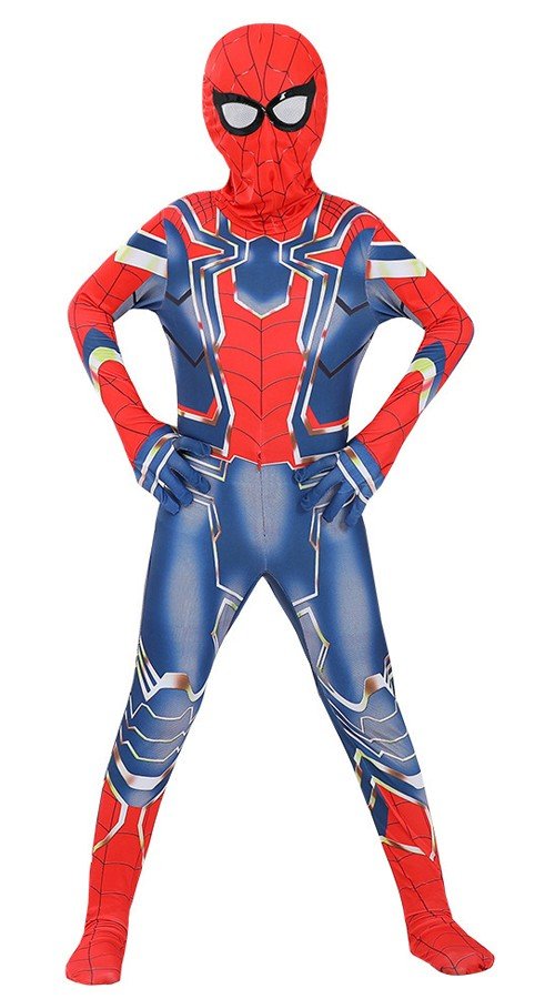 Blå Iron Spiderman Kostyme Barn Voksne Avengers Infinity War Superheltkostyme