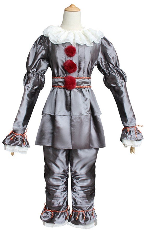 IT 2 Pennywise Kostyme for Voksne Barn Halloween Klovnekostyme Sølv