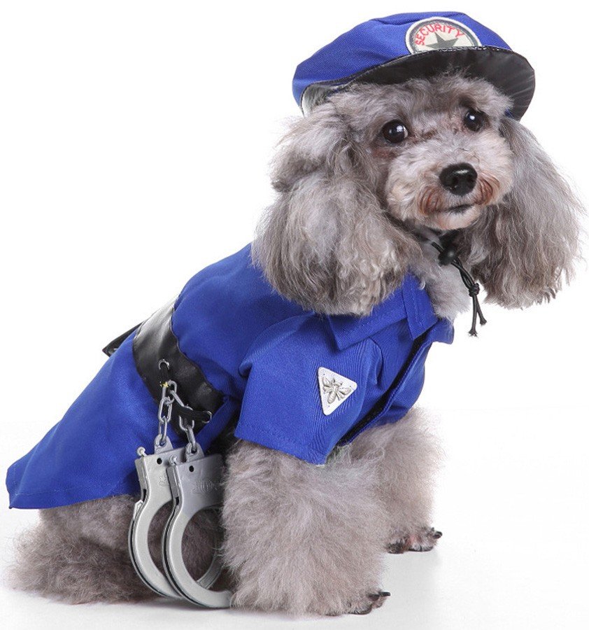 Politi Hund Kostyme Katteklær Halloween Cosplay Politi Uniform for Hund/Katt