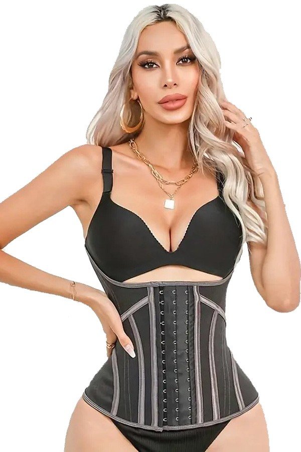 Latex Pustende Underbystekorsett Midjetrener Svart Midjekorsett