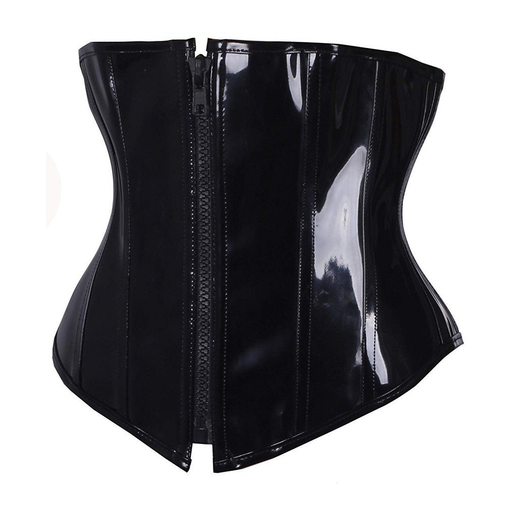 Svart Korsett PVC Lær Underbust Korsett 