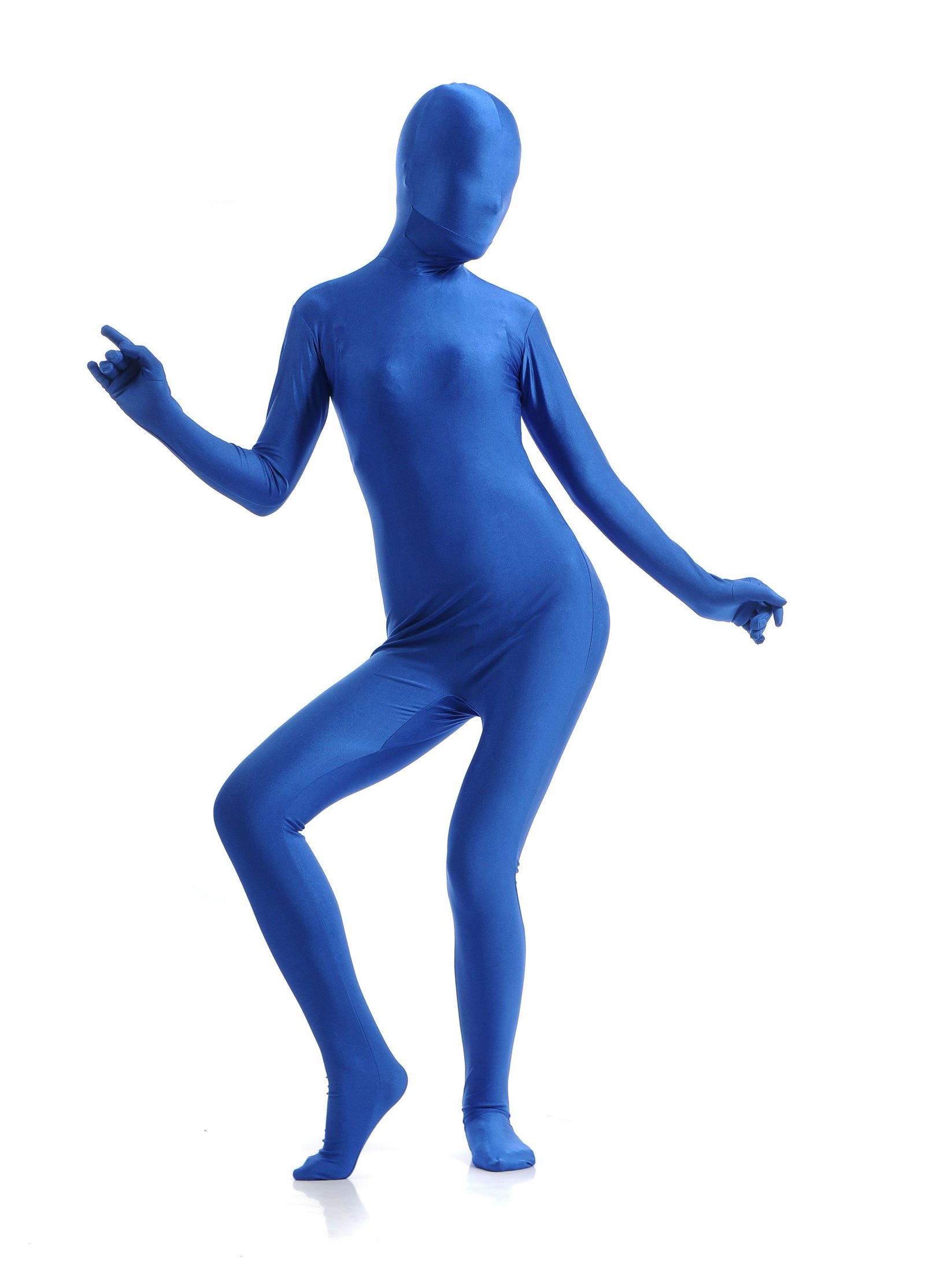 Morphsuit Skinsuit Lycra Spandex Drakt Heldekkende Dame Blå