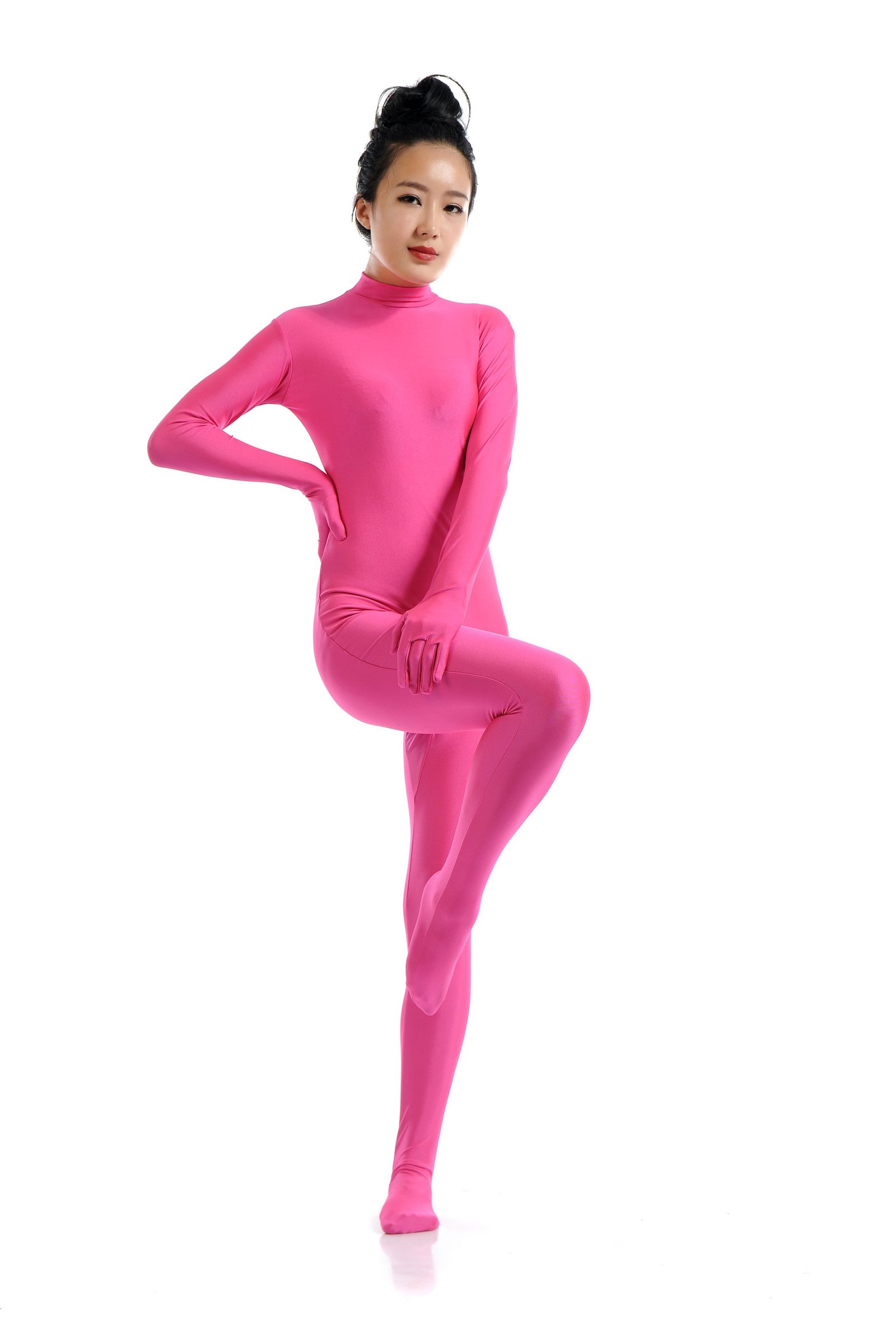 Morphsuit Lycra Spandex Drakt Second Skin Kostyme Dame Lyserød