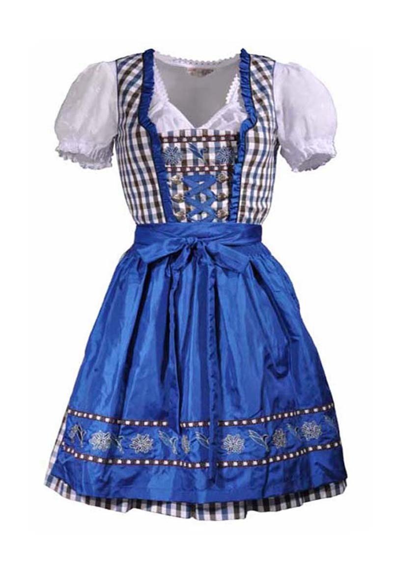 Blå Bavarian Tyroler Kostyme Oktoberfest Kostyme