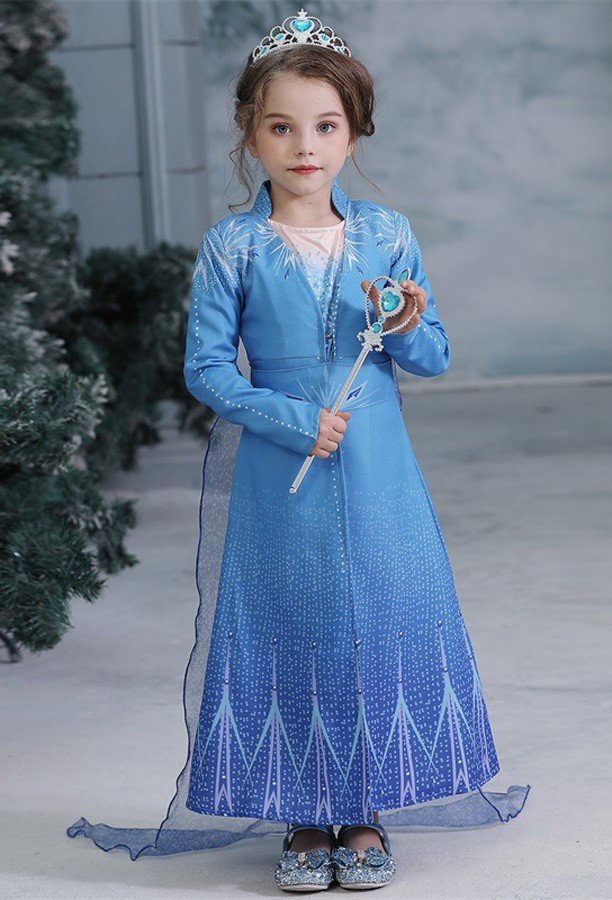 Klassiske Frozen 2 Prinsessekjoler Elsa Kostyme Barn