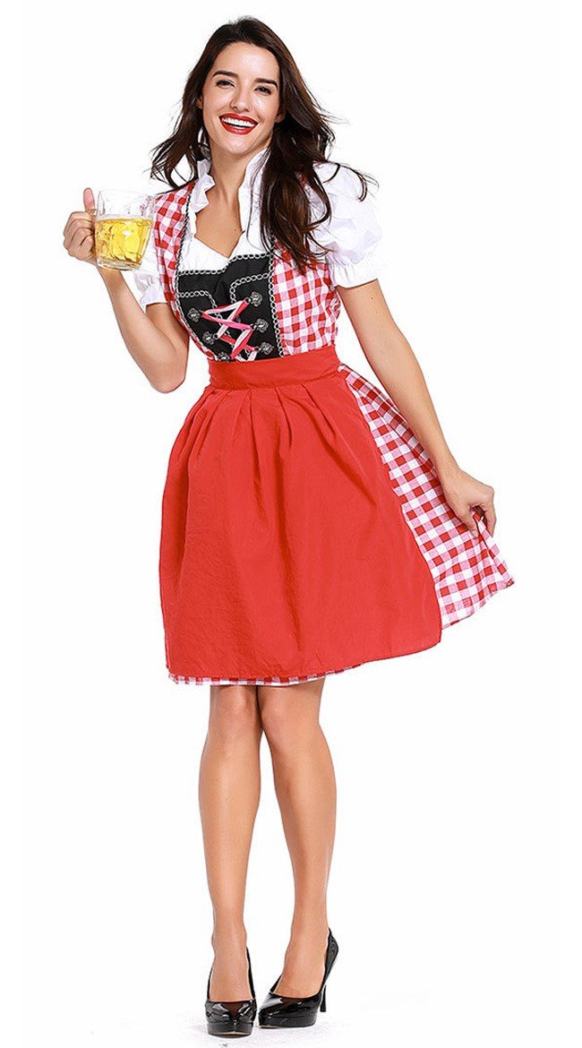 Tysk Bayersk Dirndl Kjole Oktoberfest Kostyme