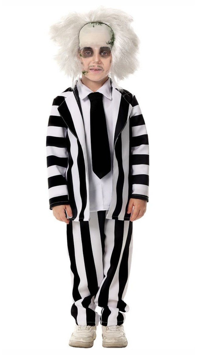 Beetlejuice Kostyme Barn Skrekk Halloweenkostyme Jakkesett Striper