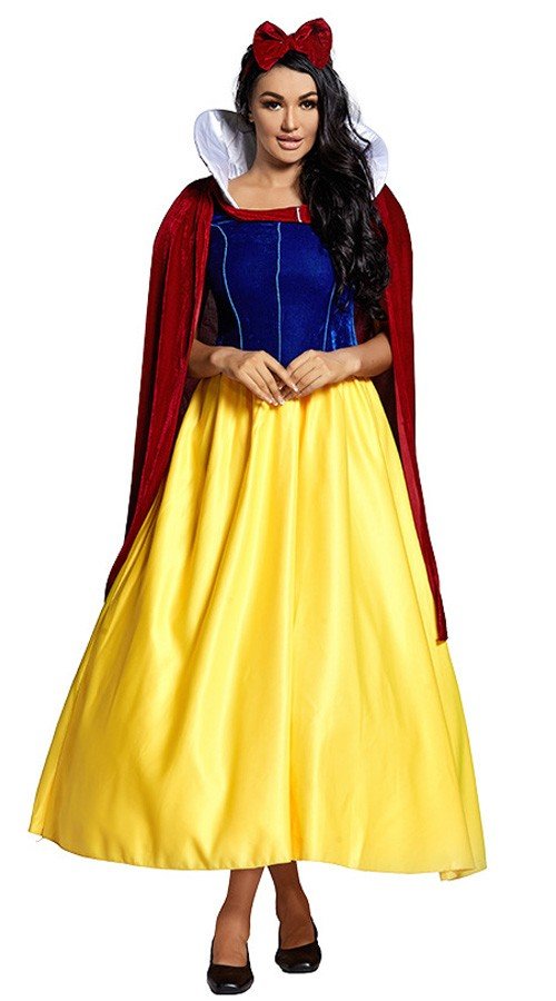 Deluxe Snøhvit Kostyme til Halloween Lange Puffermer Prinsessekjole