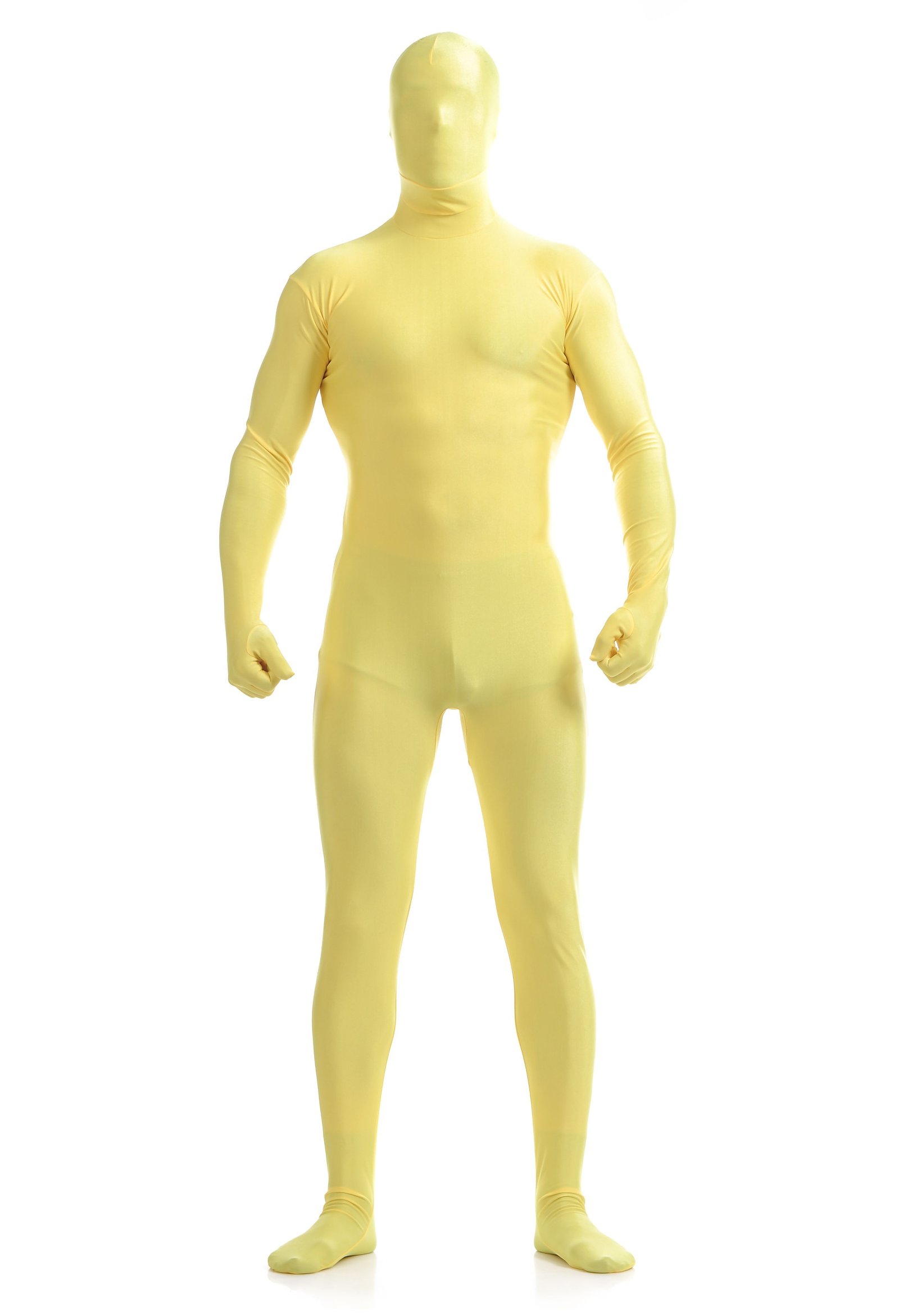 Morphsuit Skinsuit Lycra Spandex Drakt Heldekkende Herre Gul