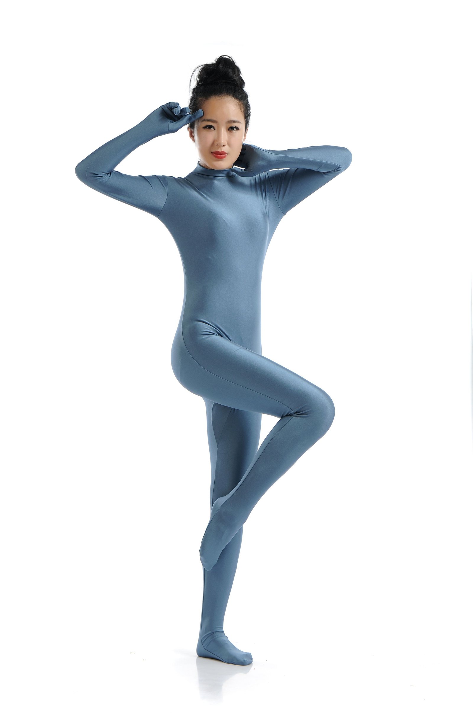 Morphsuit Lycra Spandex Drakt Second Skin Kostyme Dame Blå Grå