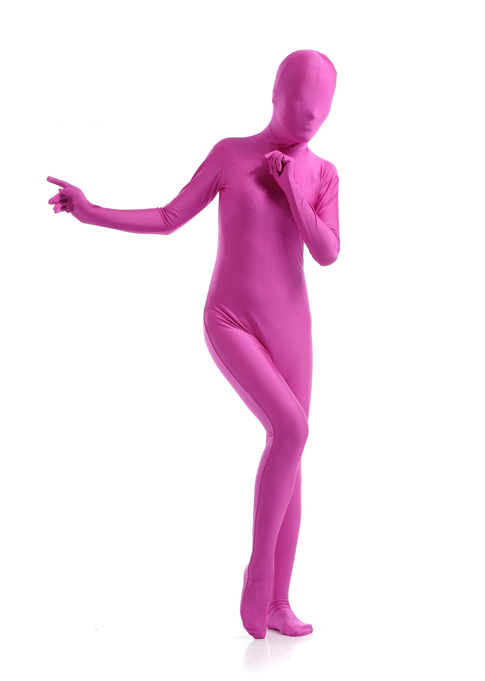 Morphsuit Skinsuit Lycra Spandex Drakt Heldekkende Dame Rosa
