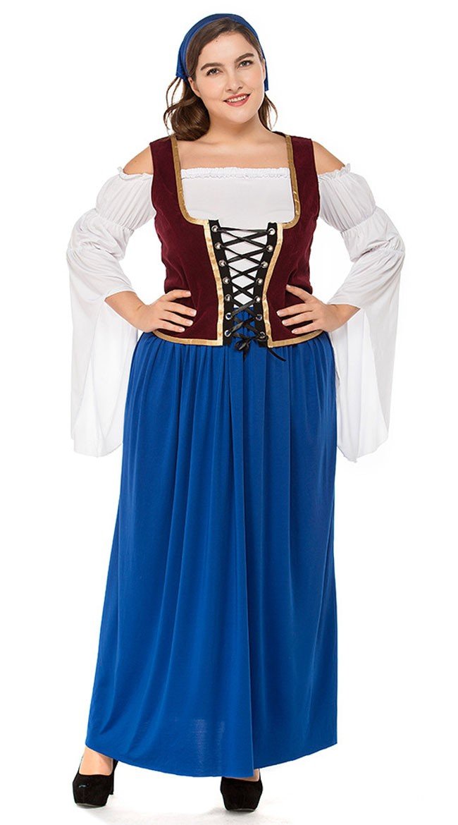 Miss Swiss Oktoberfest Kostyme Store Størrelser Blå