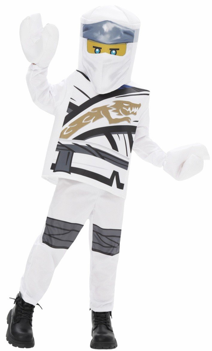 Lego Zane Barnekostyme Hvitt Ninjago Halloween Ninjakostyme