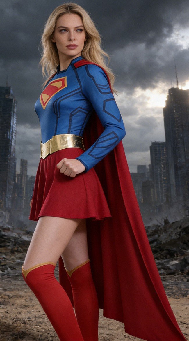Supergirl Kostyme Kara Zor-El Superhelt Cosplay Kostymesett