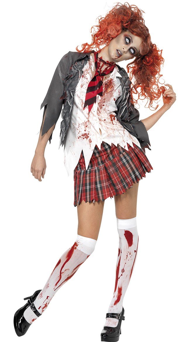 Levende Døde Zombie Skolepike Kostyme