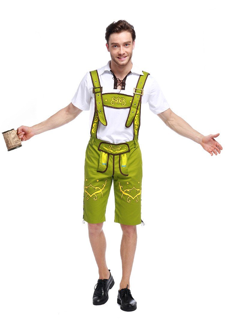 Bavarian Oktoberfest Lederhosen Kostym Grønn