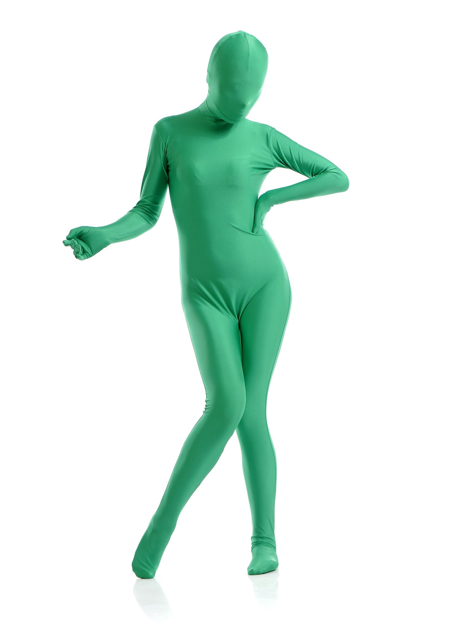 Morphsuit Skinsuit Lycra Spandex Drakt Heldekkende Dame Grønn