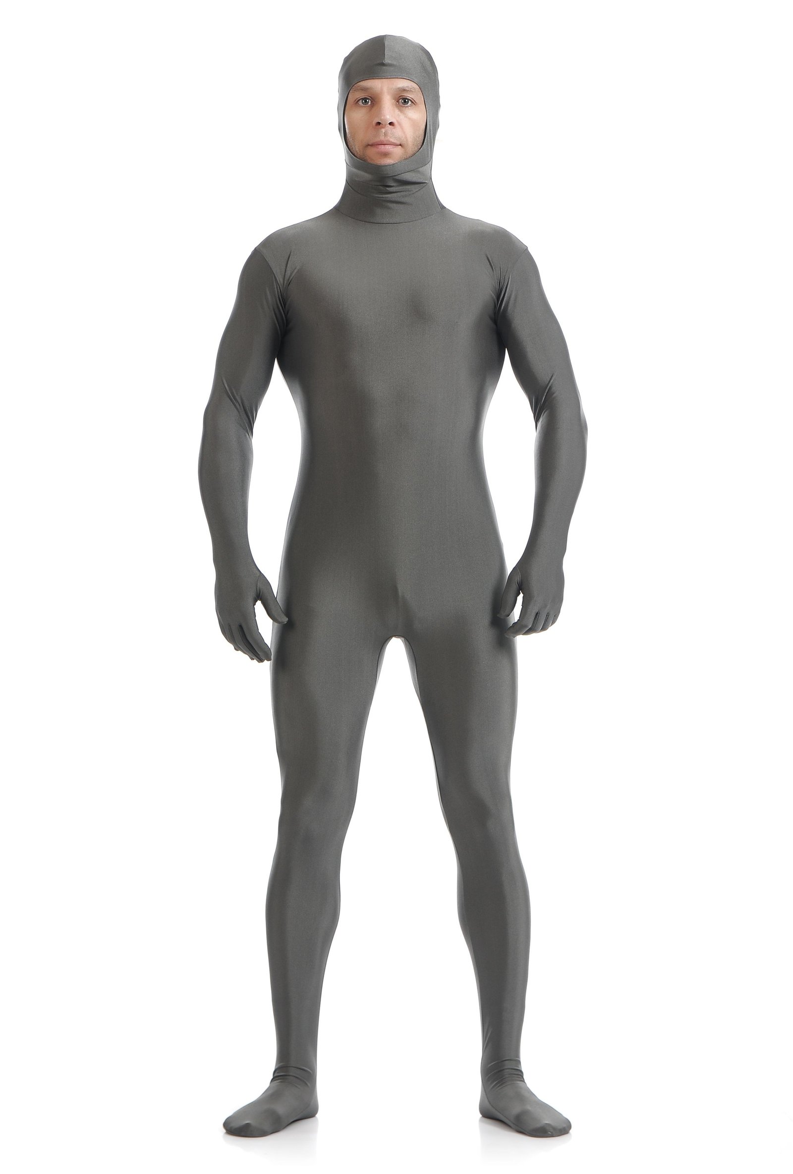 Skinsuits Lycra Spandex Drakt Åpent Ansikt Second Skin Suit Voksen Grå