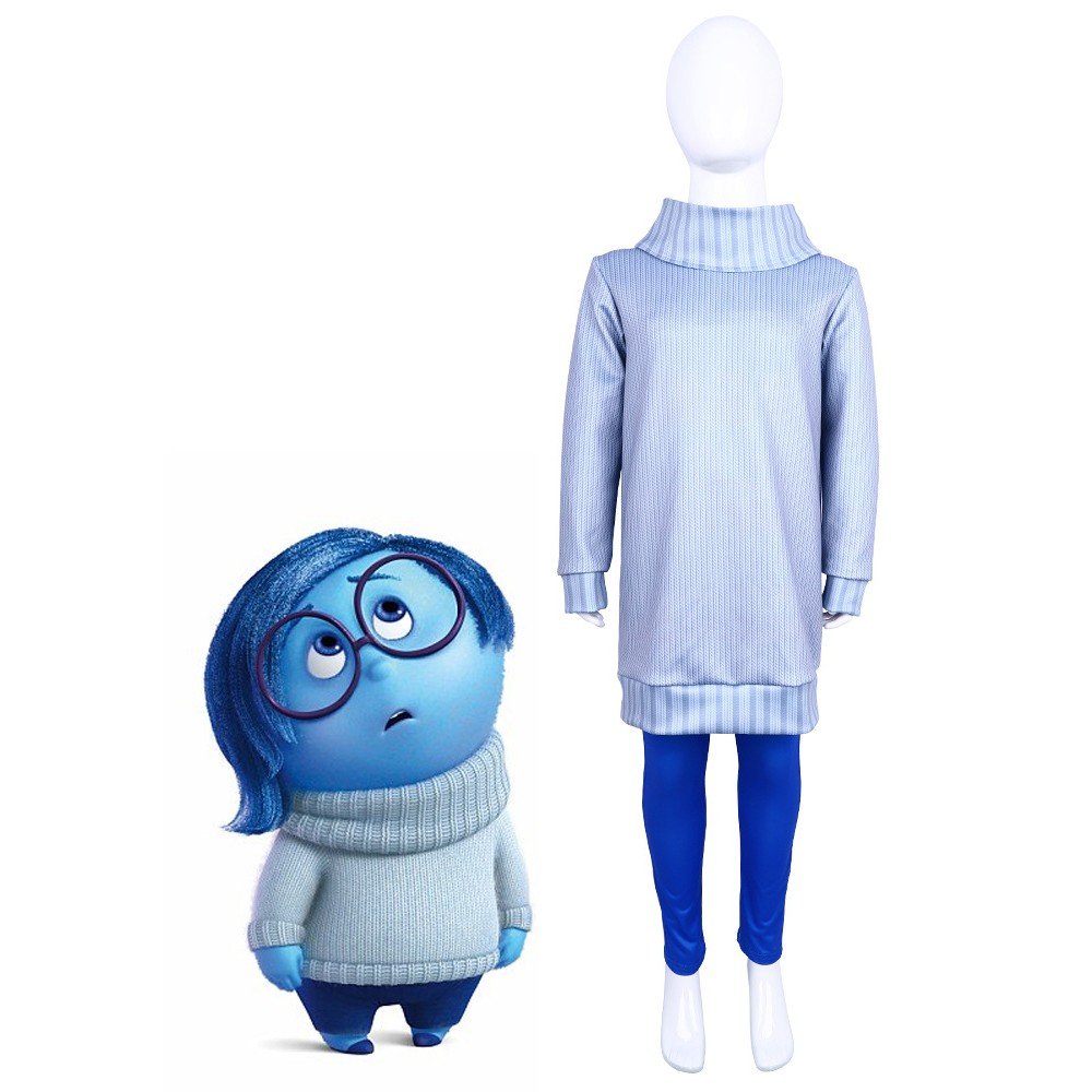 Innsiden ut 2 Sadness Kostyme for Barn og Voksne Halloween Cosplay Karneval Kostyme
