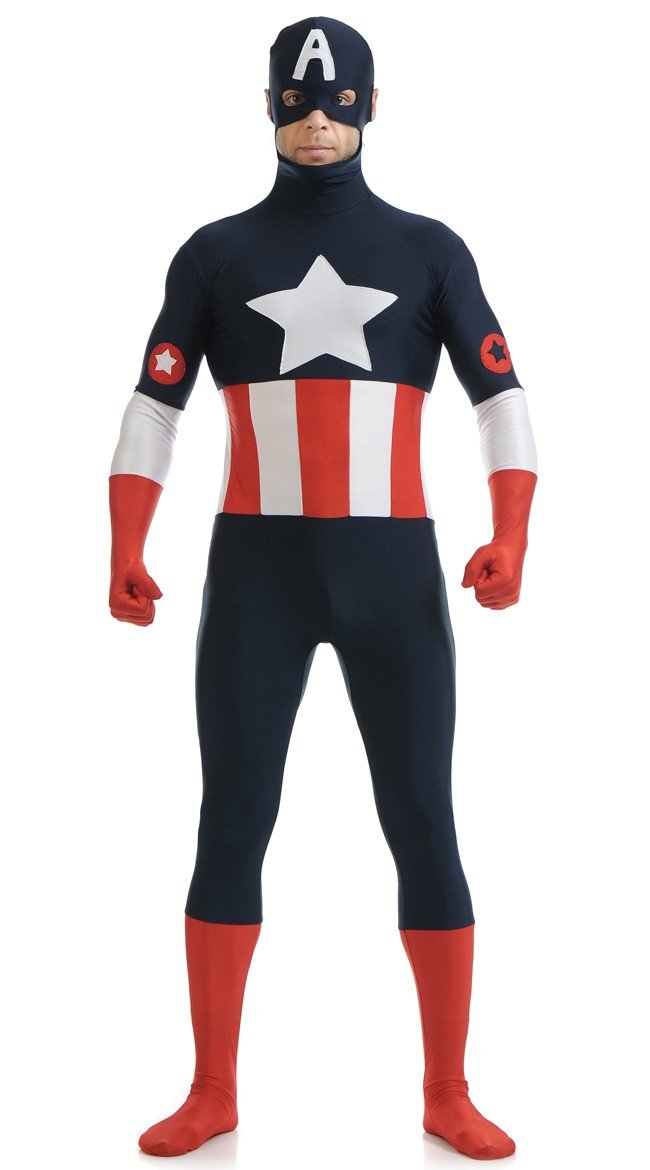 Lycra Herre Captain America Kostyme Svart