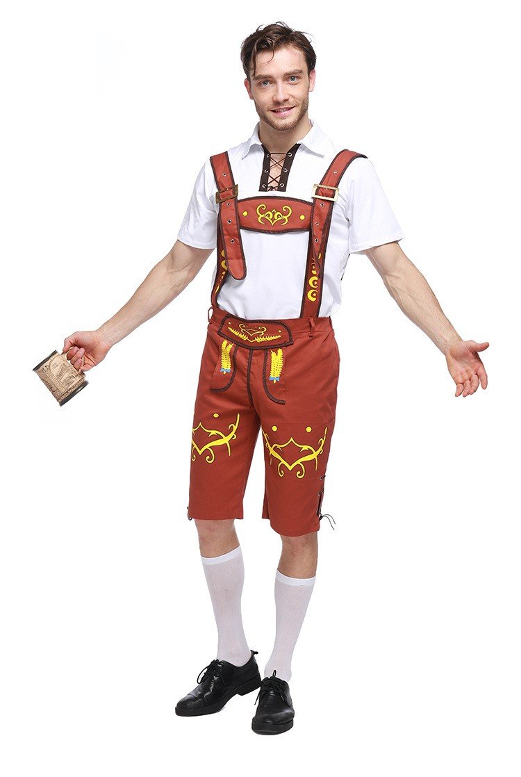 Bavarian Oktoberfest Lederhosen Kostyme Gul