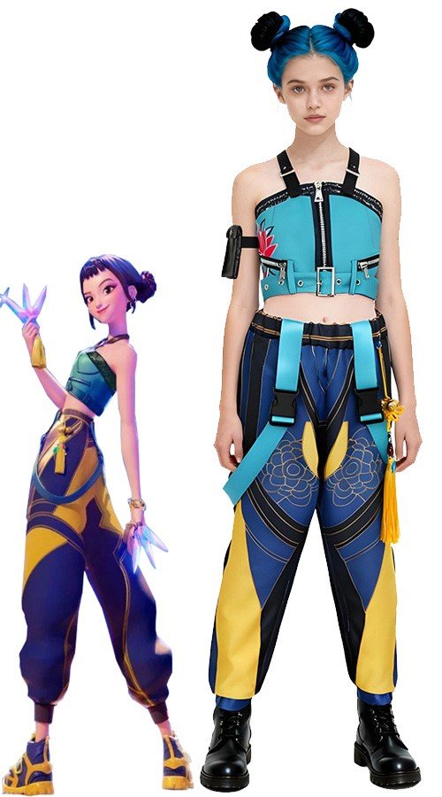 Deluxe Kpop Demon Hunters Zoey Kostyme for Voksne Barn Cosplay Demon Hunters Kostymer Zoey Parykk