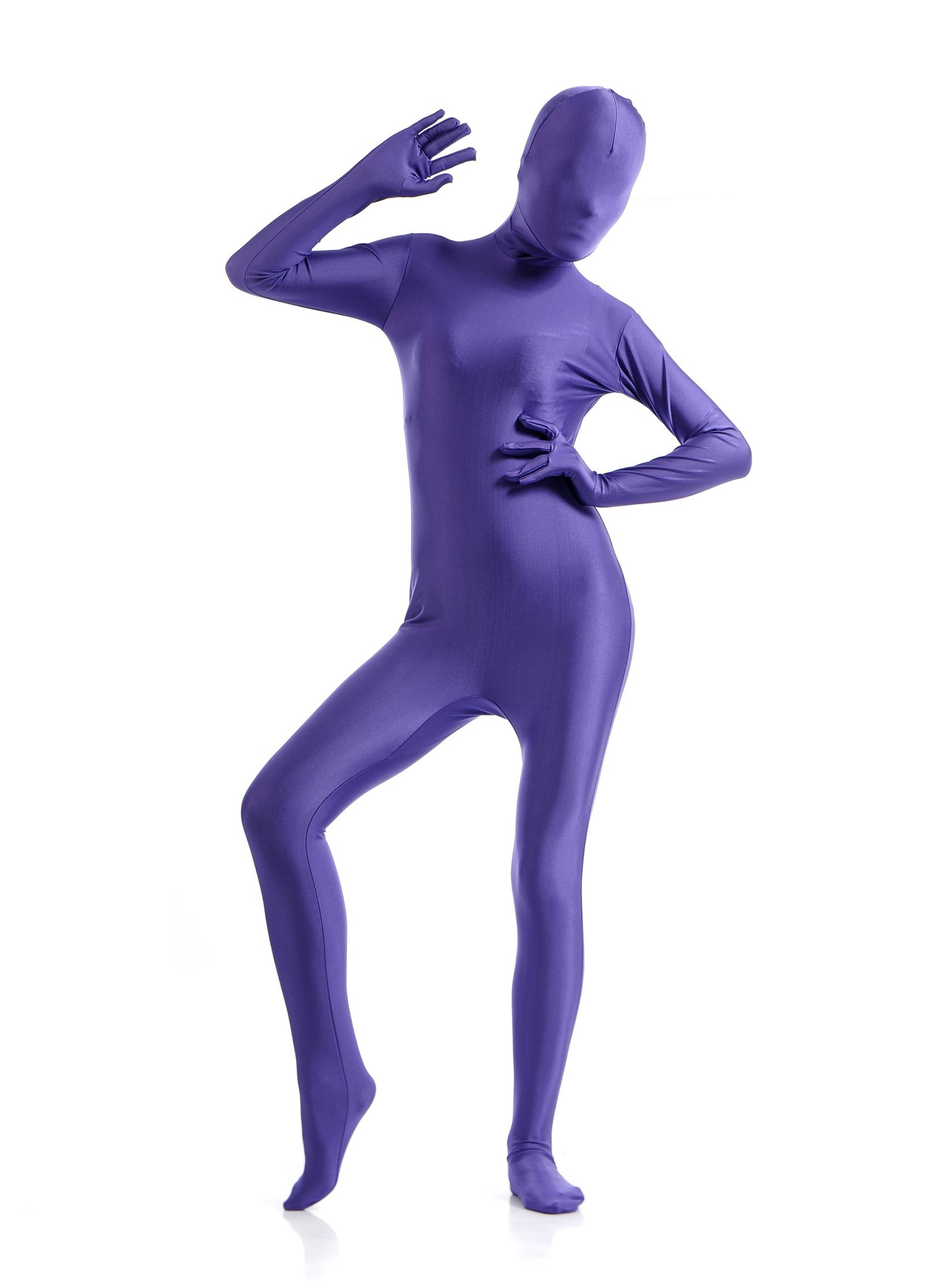 Morphsuit Skinsuit Lycra Spandex Drakt Heldekkende Dame Lilla