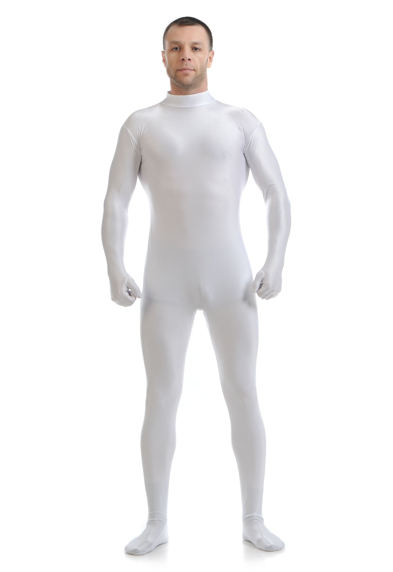 Morphsuit Lycra Spandex Drakt Second Skin Kostyme Mann Hvit