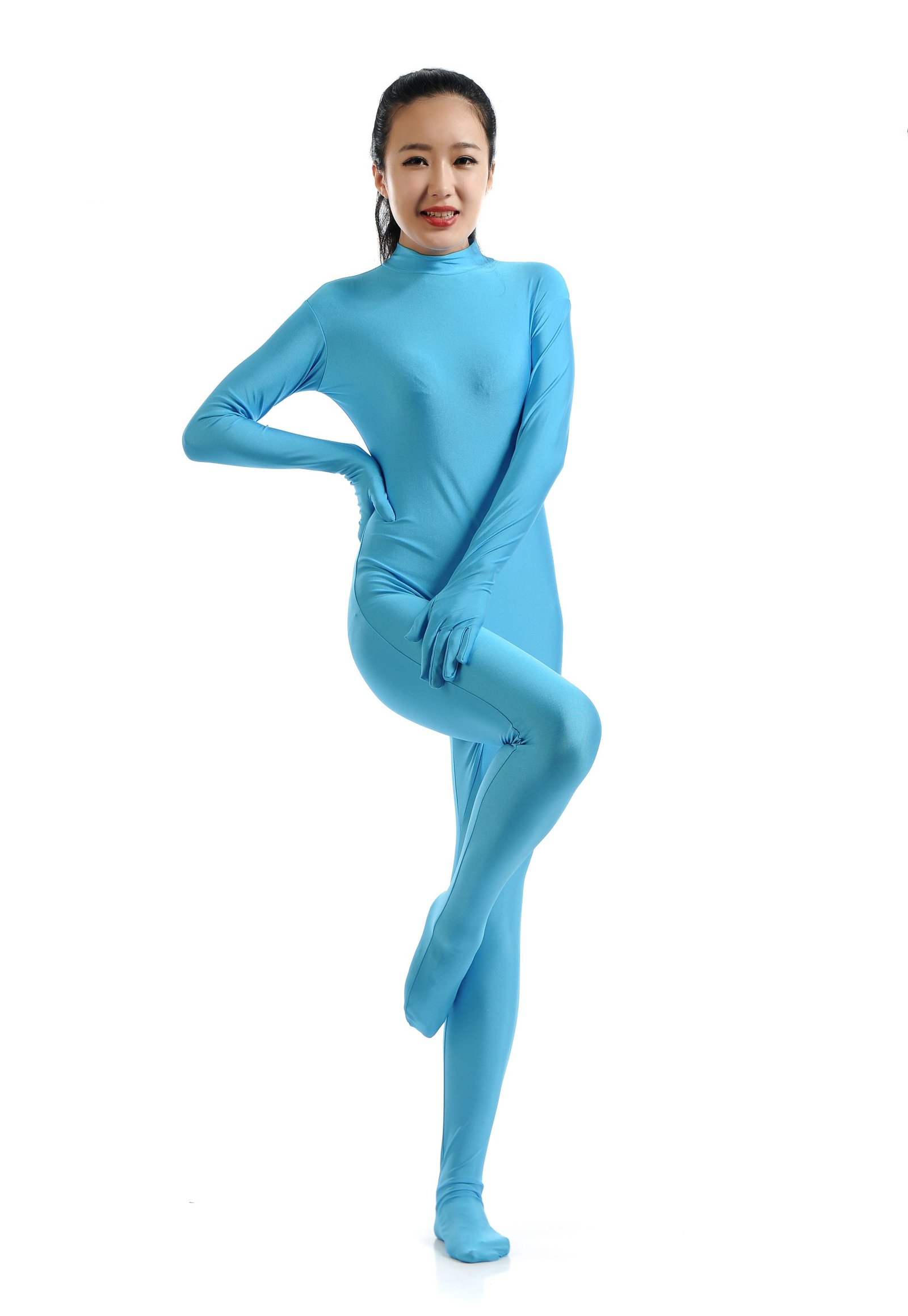 Morphsuit Lycra Spandex Drakt Second Skin Kostyme Dame Himmelblå