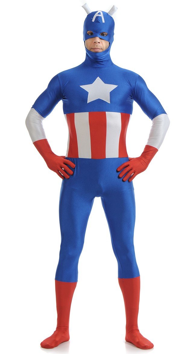Lycra Herre Captain America Kostyme Blå